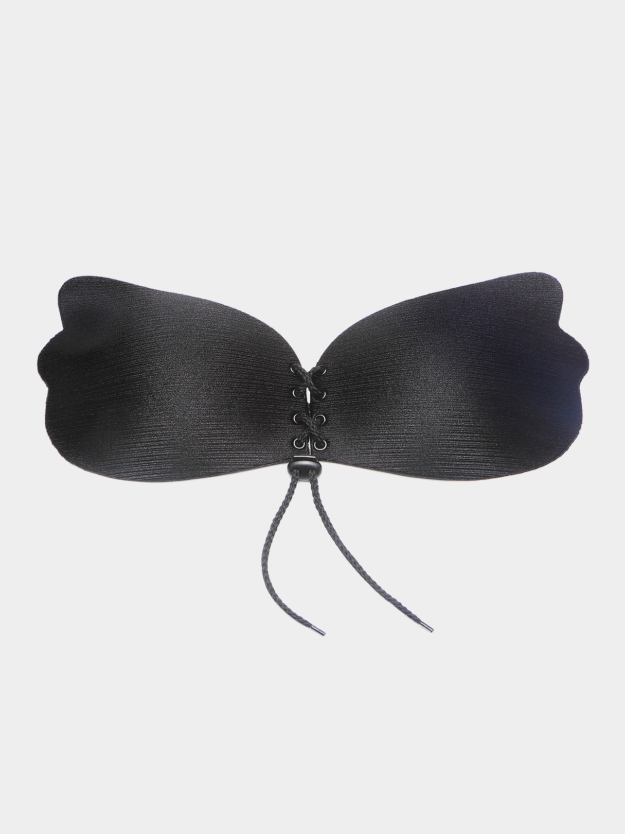Stick on Backless Lace-up Seamless Strapless Under Uplift Bra in Black