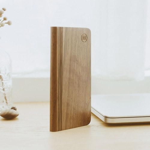 Meki Unique Book-shaped Wooden Eco-friendly Material Ultra-Slim Mobile Charger 6000mAh Portable Phone Charger Power Bank External Battery Pack for iPhone iPad Smartphones and Tablets