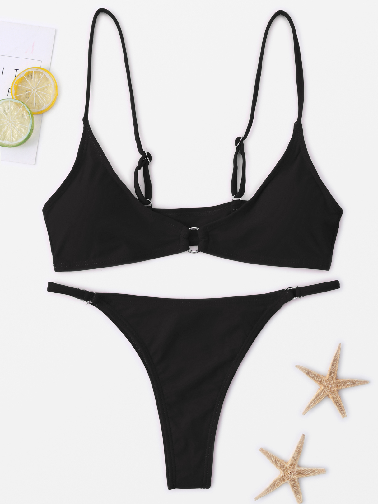 Black Sexy Basic Triangle Bikini Set