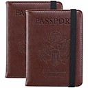 [Paquet de 2] Porte-passeport Porte-cartes Porte-cartes de blocage RFID avec bande élastique pour femme (Paquet de 2 marron)