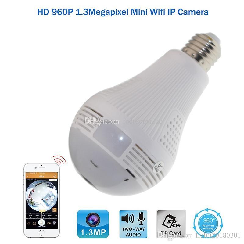 360 degree Wireless Bulb IP Camera Panoramic Bulb Light FishEye camera HD 960p Home Security CCTV Camera Baby Monitor