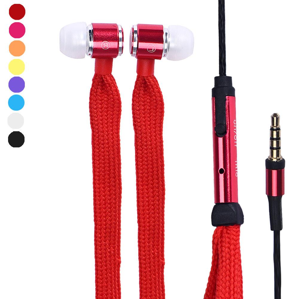 Factory wholesale New Systle Universal 3.5mm Shoelace Stereo Handfree Earphone Headset With Mic Hot selling