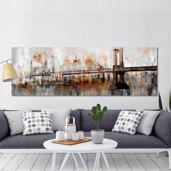 large size modern abstract george washington bridge painting wall art for living room home decor (no frame)