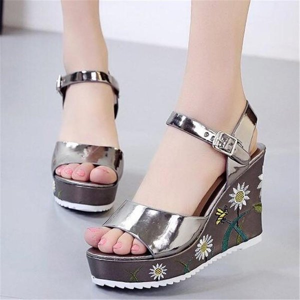Sandals High Heel Platform Fish Mouth Womens Summer Fashion Women's Shoes Thin Line Wedges Women Sandalias
