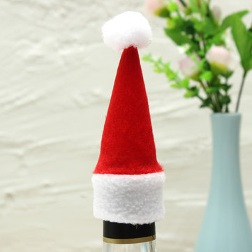 10Pcs Christmas Mini Bottle Cap Wine Bottle Decorated Christmas Hats