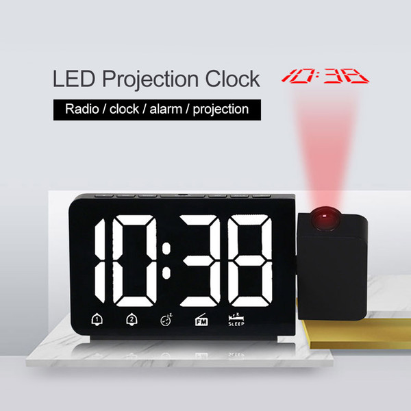 2019 new projection led radio alarm clock multifunctional snooze wake-up fm desk alarm clock usb charge support for home decor