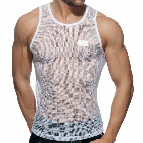 Addicted C-Through Mesh Tank Top - White L