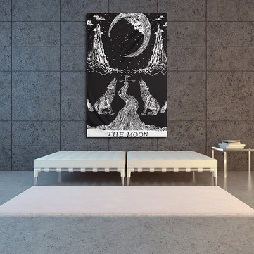 130X210cm Moon Wolf Mandala Wall Hanging Tapestry Beach Towel Bohemian Bedspread Throw Dorm Cover