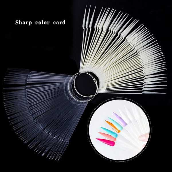 50 pcs clear false nails tips fan natural french style acrylic uv gel fan shaped nail art display shelf polish card