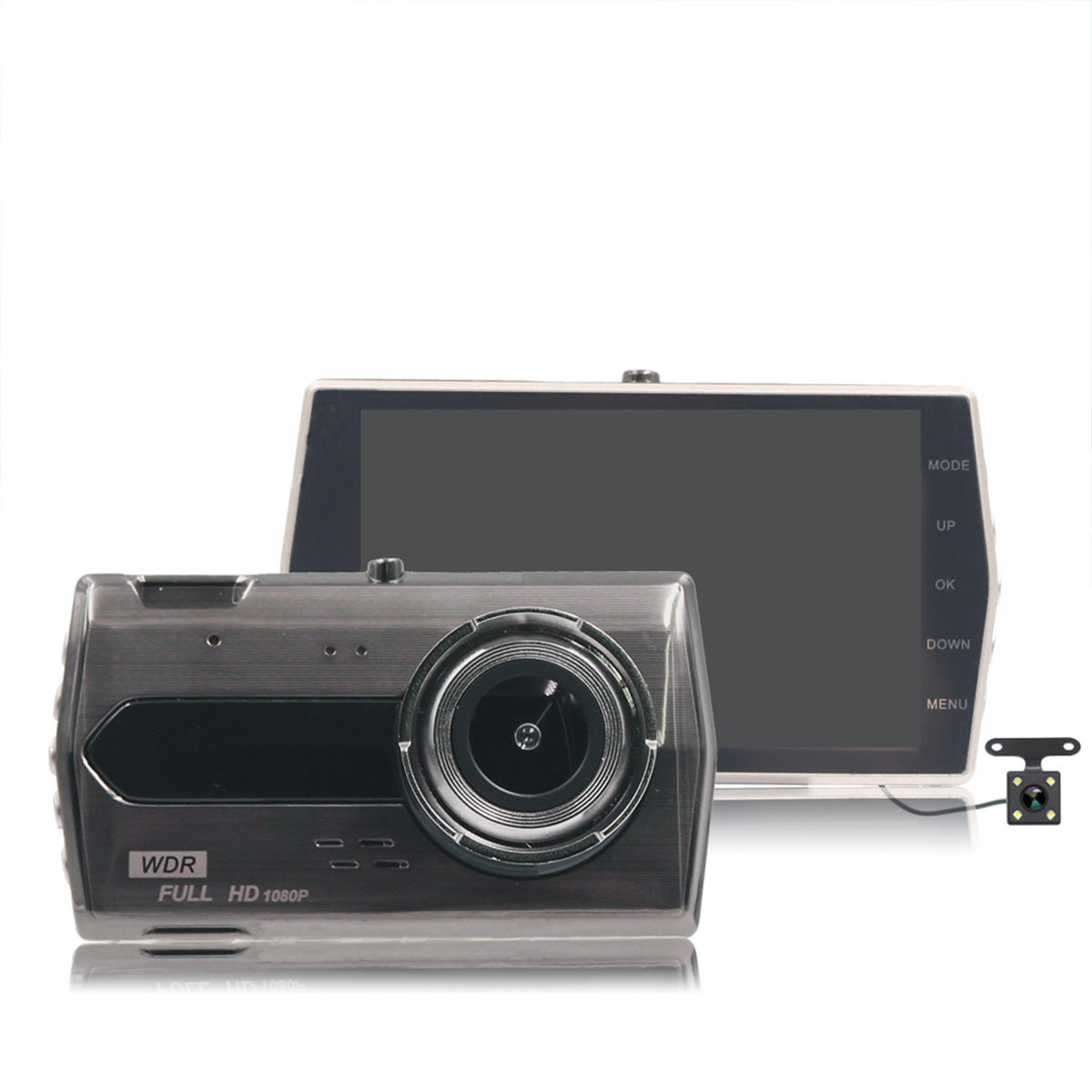 H506 4 inch Front 1080P Rear 1080P Night Vision Mobile Detection Function Car DVR Camera
