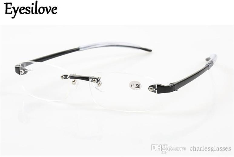 Retail 1pcs fashion men women plastic rimless reading glasses colorful presbyopia glasses lenses power +1.0 to +3.0 many colors