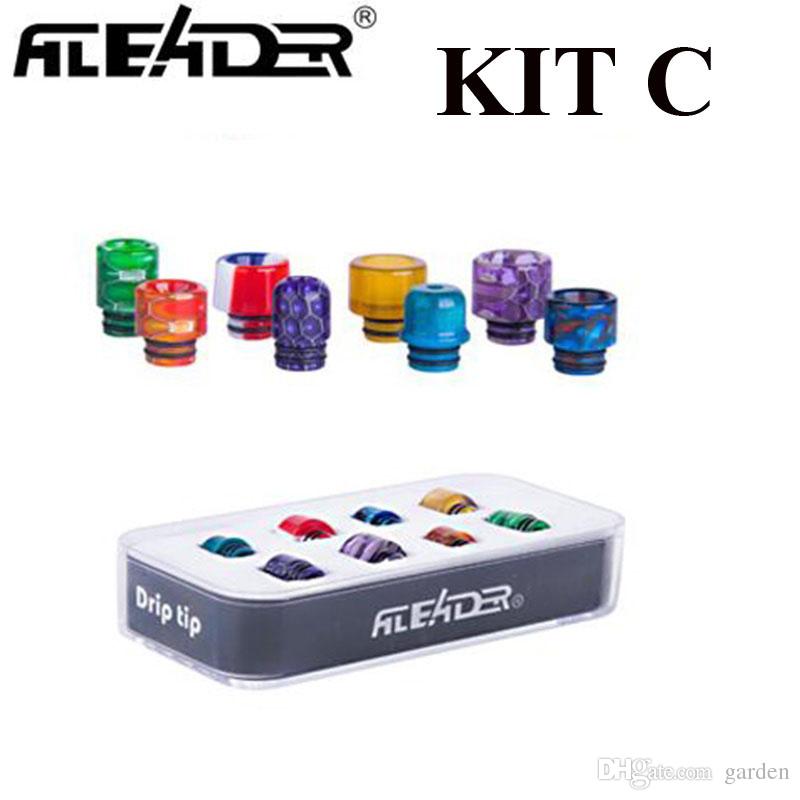 Original Aleader Epoxy Resin Drip Tip Kit A with 8pcs 810 Set B 10pcs 510 Kit C 8pcs 510 Snake Skin Grid Rainbow Mouthpiece 100% Authentic