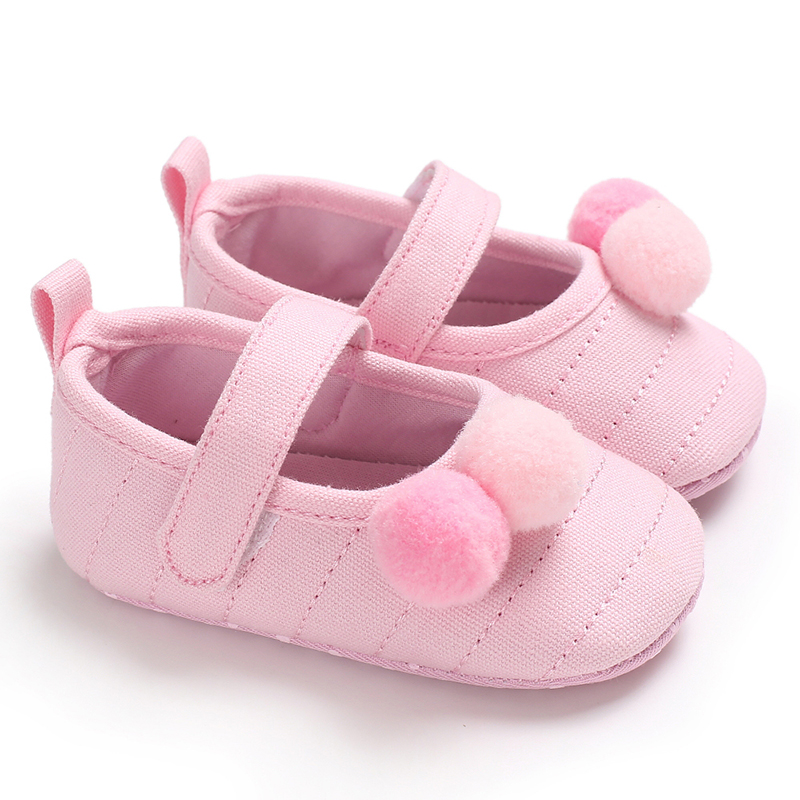 Baby / Toddler Solid Pompons Velcro Prewalker Shoes