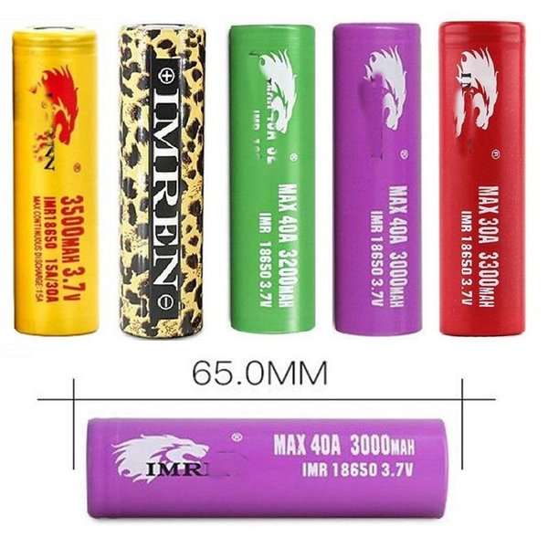 Top Quality IMR 18650 Battery Gold Green Red Purple Leopard 3000mAh 3200mAh 3300mAh 3500mAh 3.7V 40A 50A High Rechargeable Lithium Vape Mod Batteries In Stock