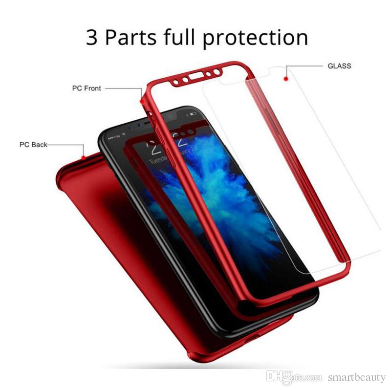 Full Cover 360 Degree Matte PC phone case for Iphone X with screen protector full cover Back case Phone cover