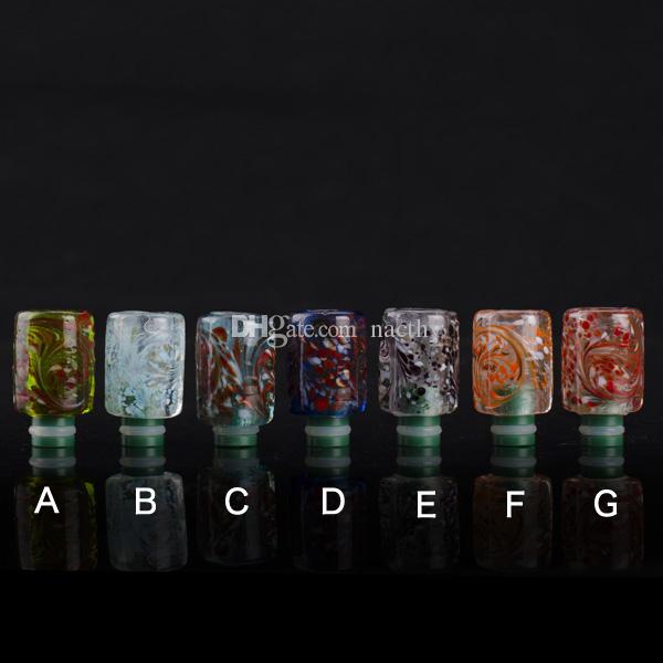 Rich Style E Cig 510 Pyrex Glass with Resin Drip Tip Art Flower Wide Bore Drip Tips EGO CE4 Atomizer Mouthpiece for DCT RDA RBA Cartomizer