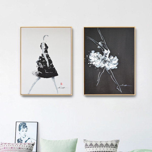 black and white lover geometry poster abstract ballet dancer wall art canvas painting nordic print picture for living room decor