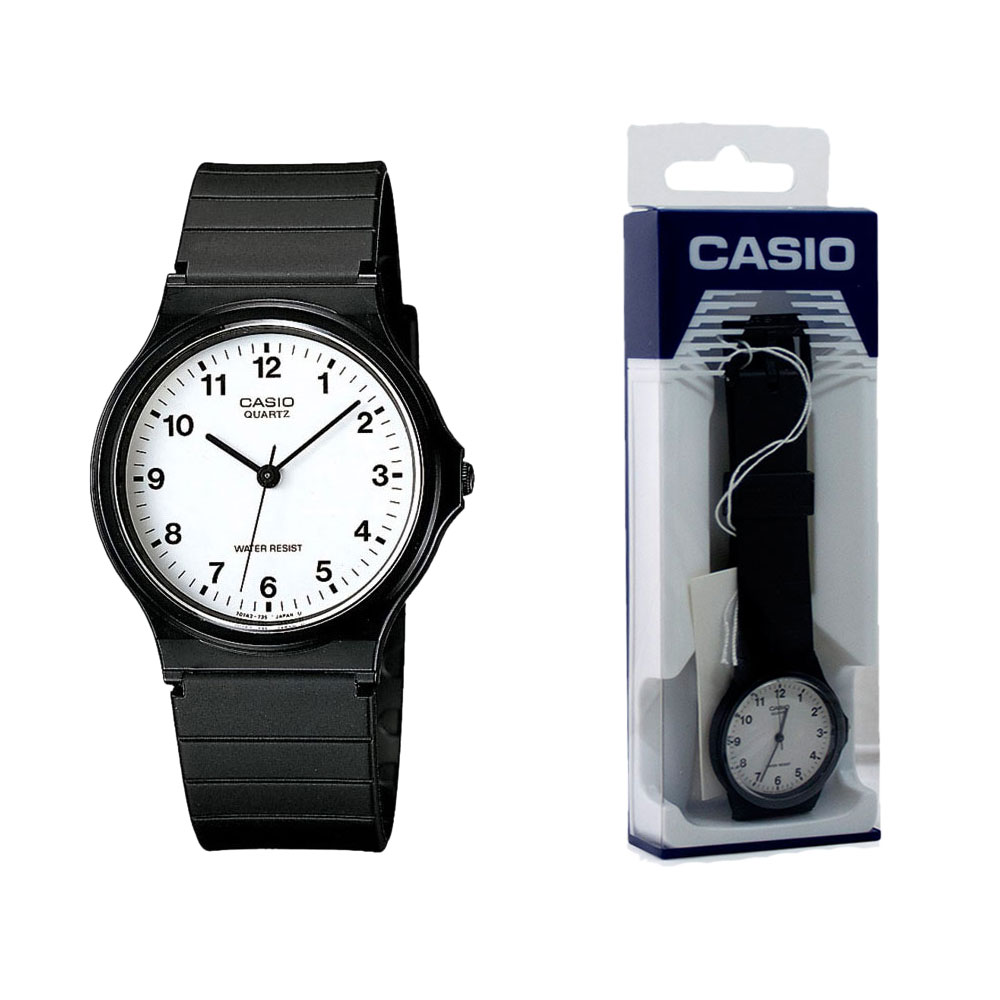 Casio Classic Casual Black Quartz Wrist Watch Water Resist Black - Ref. MQ-24-7BLL