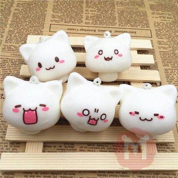 Kawaii Squishy Toys Mushroom Cat Kawaii Cartoon Cute Face Decor Bag Cellphone Straps