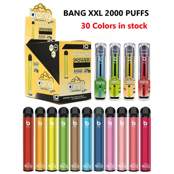 2000 Puffs Bang XXL Disposable E Cigarettes Vape Pen Device 6% 60mg Level Large Vapor Electronic Cigs 30 Colors In Stock