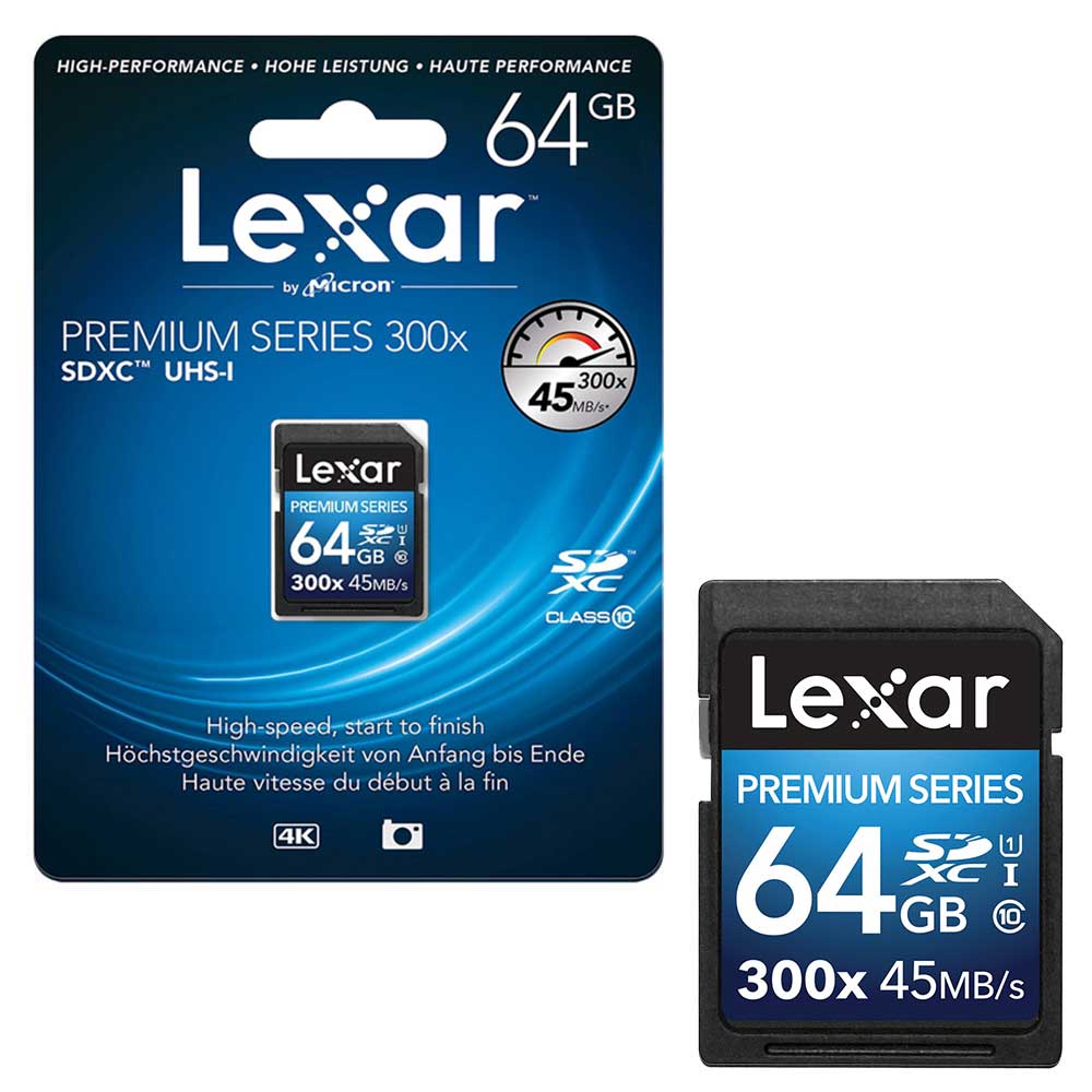 Lexar Premium Series SDXC SD Memory Card 300x Class 10 Speed Platinum II U1 - 64GB