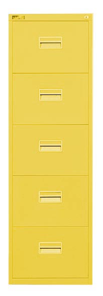 5 Drawer Yellow Filing Cabinet