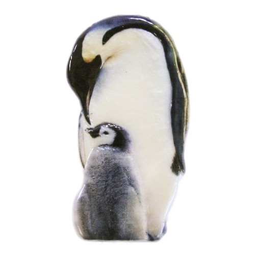Wachsornament, Pinguine, farbig, geprägt, 9,5x5cm