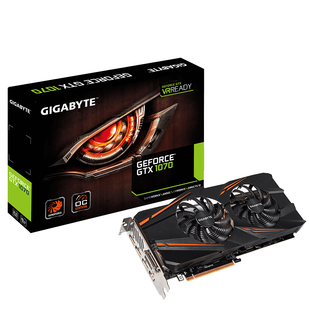 Gigabyte GeForce GTX 1070 WINDFORCE OC - Grafikkarten - GF GTX 1070 - 8 GB GDDR5 - PCIe 3.0 x16 - DVI, HDMI, 3 x DisplayPort