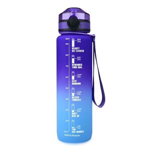 1000ml bouteille d'eau avec marqueur de temps de motivation sans BPA bouteille de sport étanche pour les Sports de plein air Fitness Gym cyclisme sac à dos