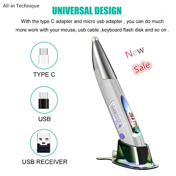 Rechargeable Right and Left Hand 1200 DPI 2.4G USB Wireless Mouse with Micro USB Type C Adapter Touch Pen Function for PC Laptop1
