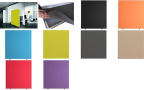 PAPERFLOW Trennwand easyScreen, Textiloberfläche, schwarz Rahmen aus weiß lackiertem Aluminium, Füße aus Edelstahl, - 1 Stück (ES160.13.01)