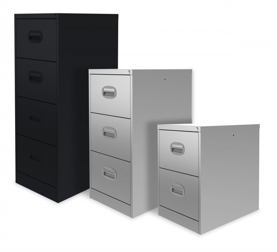 4 Drawer Lockable Filing Cabinet- Black