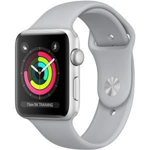 Apple Watch Series 3 (GPS) - 42 mm - Aluminium, Silber - intelligente Uhr mit Sportband - Flouroelastomer - Nebel - Bandgröße 140-210 mm - 8 GB - Wi-Fi, Bluetooth - 32.3 g