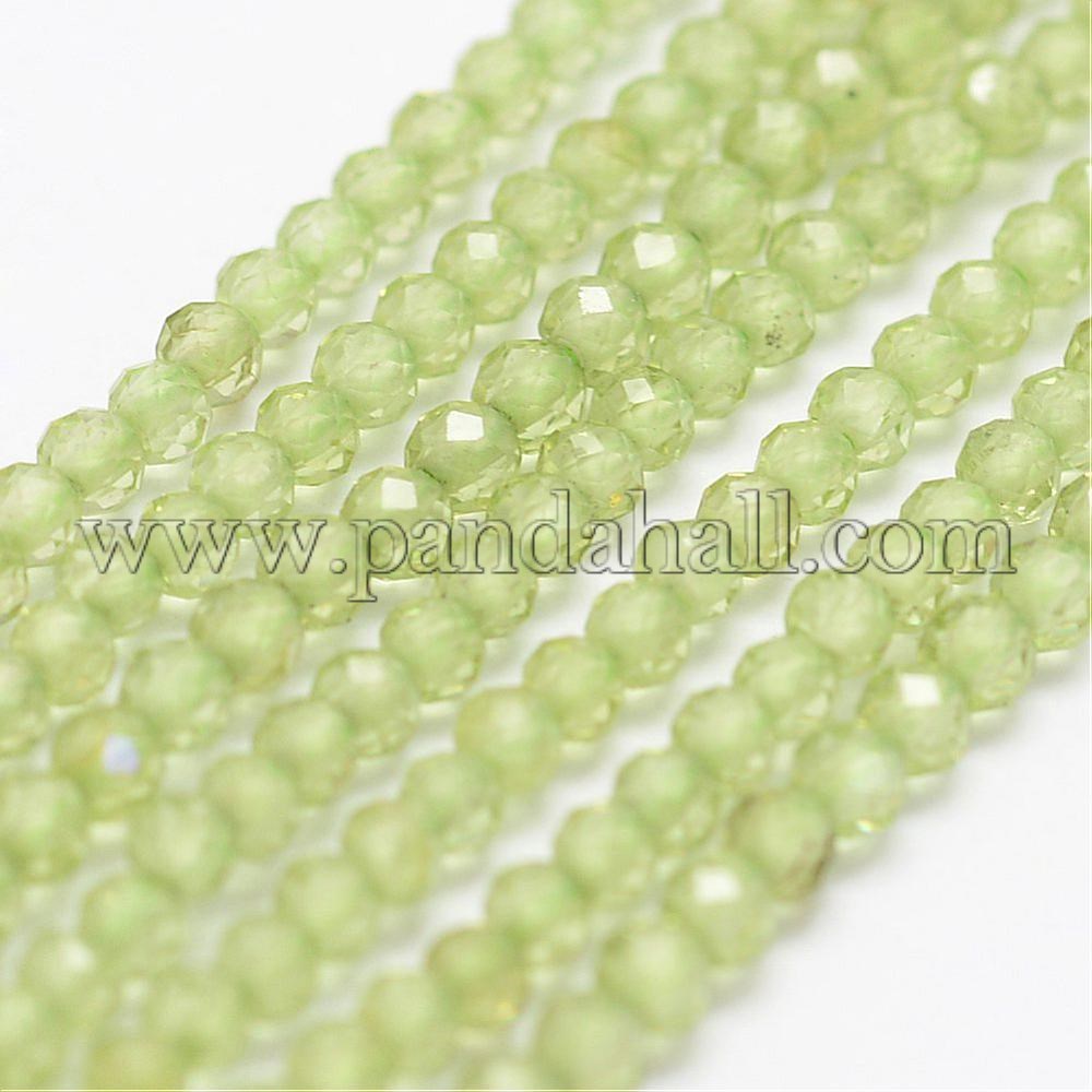 Natural Olive Quartz Beads Strands, Faceted, Round, 2mm, Hole: 0.5mm,  about 175pcs/strand, 14.9''(38cm)