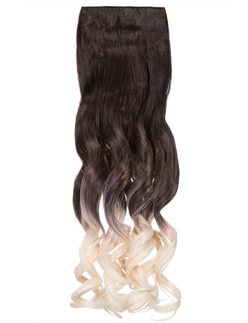Luxury Ombre One Piece Curly Clip-in Chocolate Brown to Pure Blonde 6TT613
