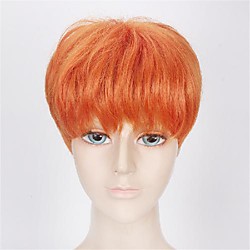 Cosplay Costume Wig Natural Straight With Bangs Wig Short Orange Synthetic Hair Men's Cosplay Natural Adorable Orange Lightinthebox