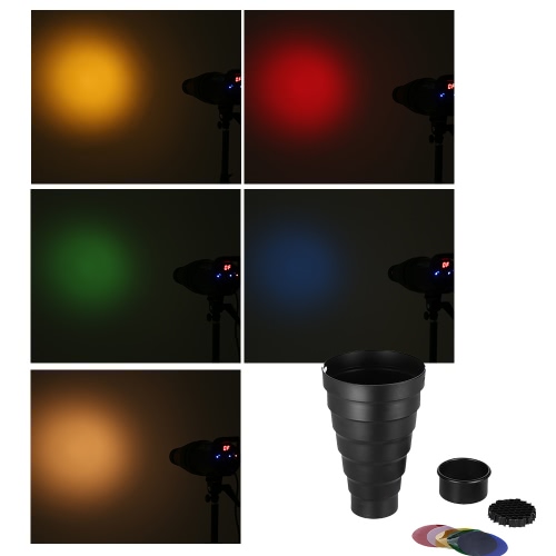 Snoot con panal rejilla 5 x Kit de filtro de Color para Elinchrom impacto EX / Calumet Génesis / Interfit EX Flash estroboscópico