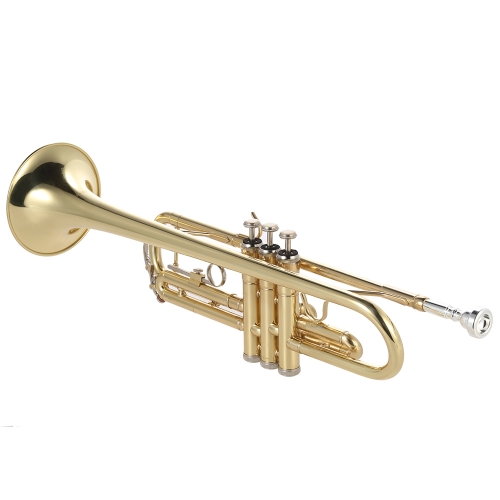 ammoon Trompette Bb B Plat Laiton Or Peint Instrument de Musique Durable Exquis