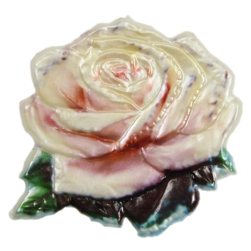 Wachsornament, Rose, farbig, geprägt, 7x7cm