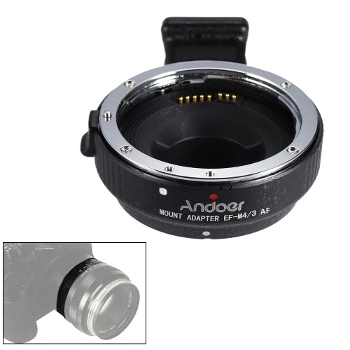 Andoer EF-MFT Anillo de montaje de lentes electrónicas de enfoque automático para Canon EOS EF / EF-S Lente a cámara M4 / 3 tal como para la cámara Olympus Panasonic M4 / 3