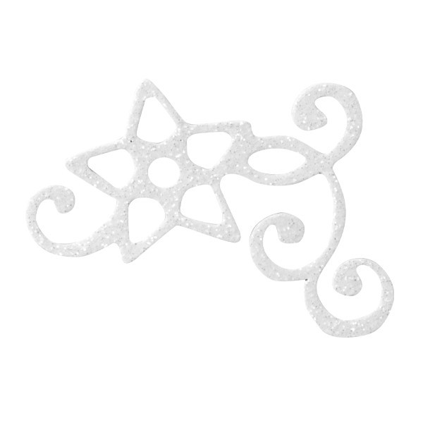 Glitzer-Ornamente, 25er Set, 4,5x5,5cm, Stern 3, weiß-irisierend