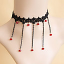 Borlas hechas a mano Gothic Lolita collar con piedras preciosas Artificial Red