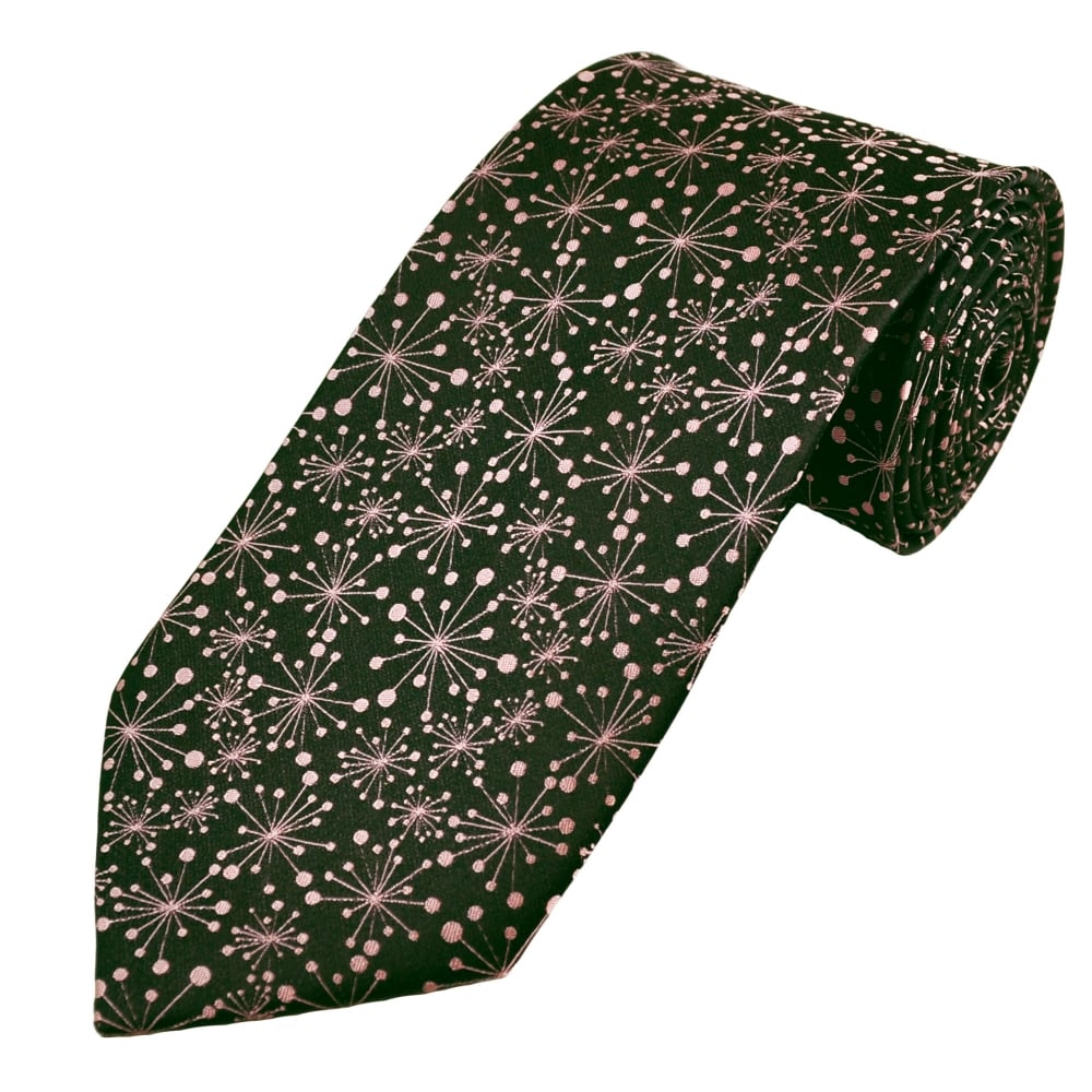 Black & Light Pink Paint Splatter Patterned Men's Silk Tie
