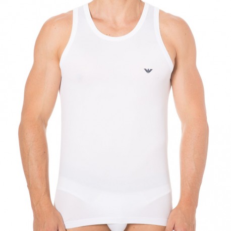 Emporio Armani Blue Microfiber Tank Top - White M
