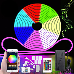 Neon Rope LED Light Strip Kit Alexa Compatible Silicone 3M 12V RGB WIFI Intelligent  5M 25M Multi-Color Changing WiFi Phone App Control Including Adapter Kit Suitable for DIY Installation Lightinthebox