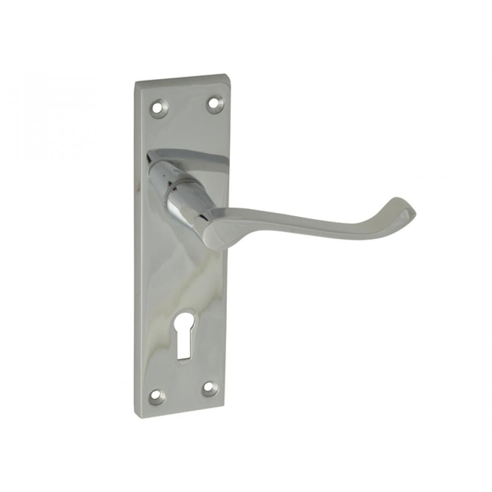 Forge Backplate Handle Lock - Scroll Chrome Finish 150mm