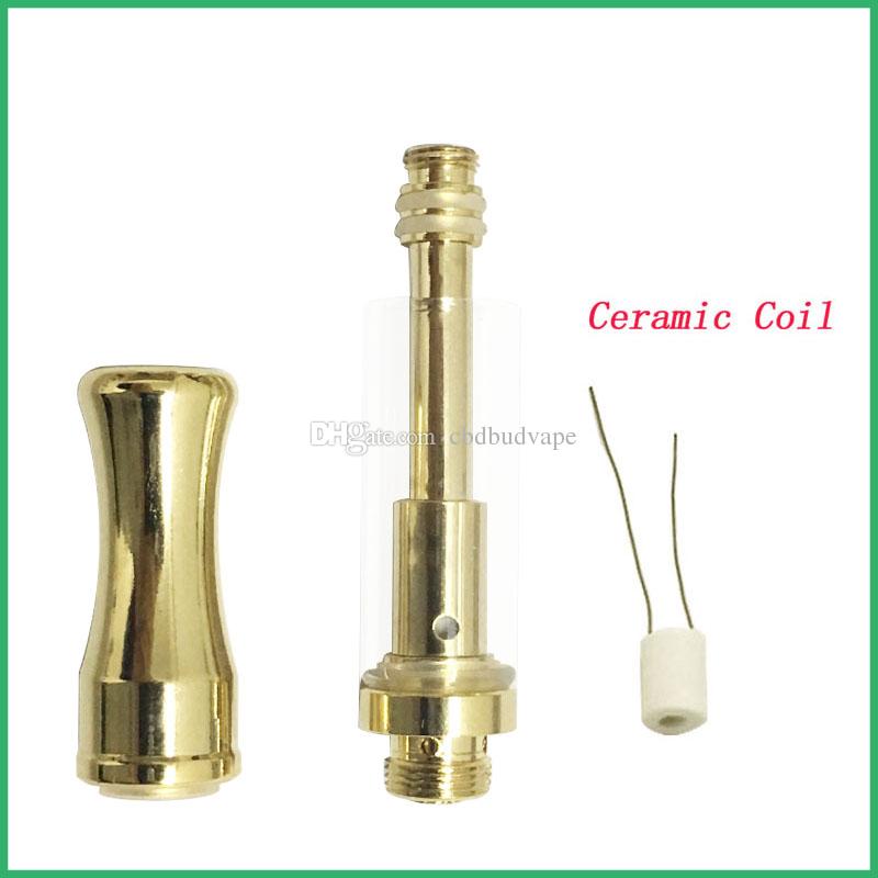 Best quality no leak Gold ceramic coil glass cartridges wickless dual coil atomizer for CO2 oil open vape CE3 tank huge vape pen vaporizer