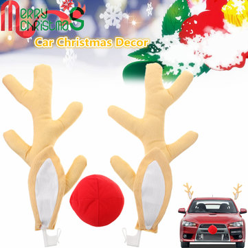 Lovely Antlers Reindeer Ears Red Nose Car Vehicle Costume