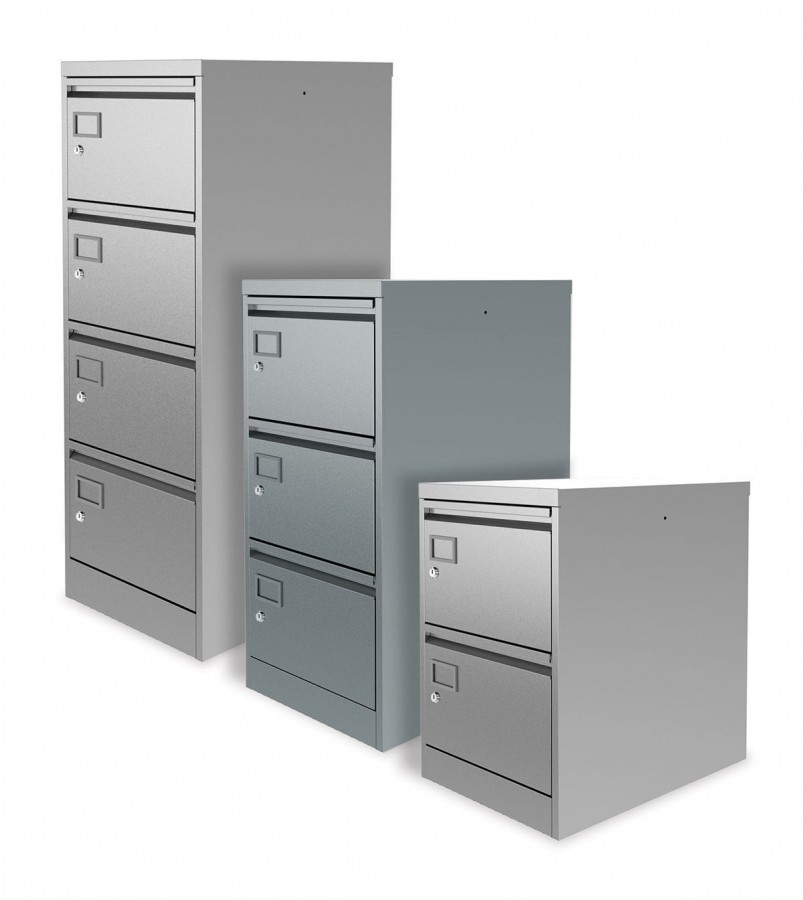 Executive 3 Drawer Filing Cabinet A4 Individual Locking- Silver