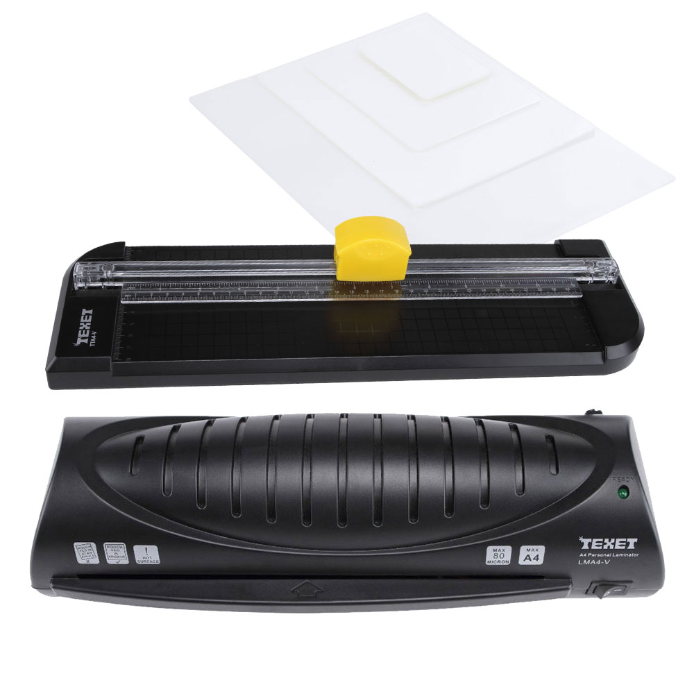 Texet A4 Laminator, Pouches & Trimmer Value Pack